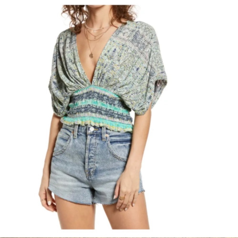 Free People Blue Next Vacation Top